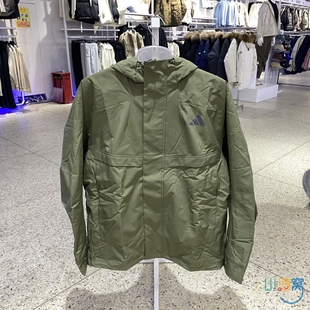 正品 Adidas阿迪达斯简约抓绒连帽男运动休闲梭织夹克外套KB7625