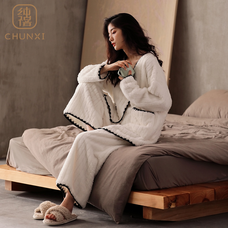 睡衣冬季珊瑚绒加厚家居服