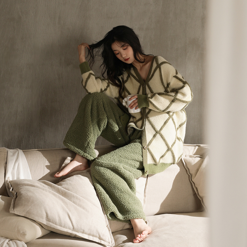 纯禧睡衣女珊瑚绒保暖套装