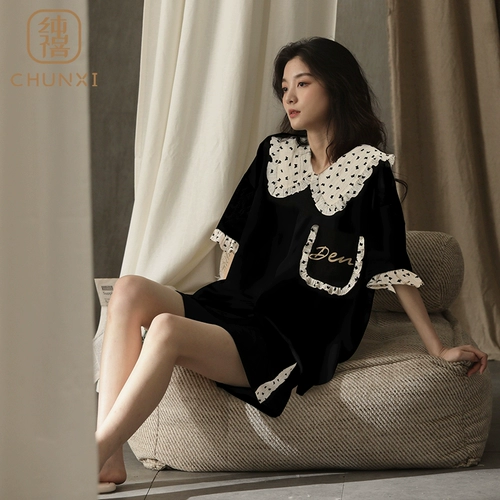 Летняя хлопковая тонкая пижама, короткий рукав, коллекция 2023, изысканный стиль