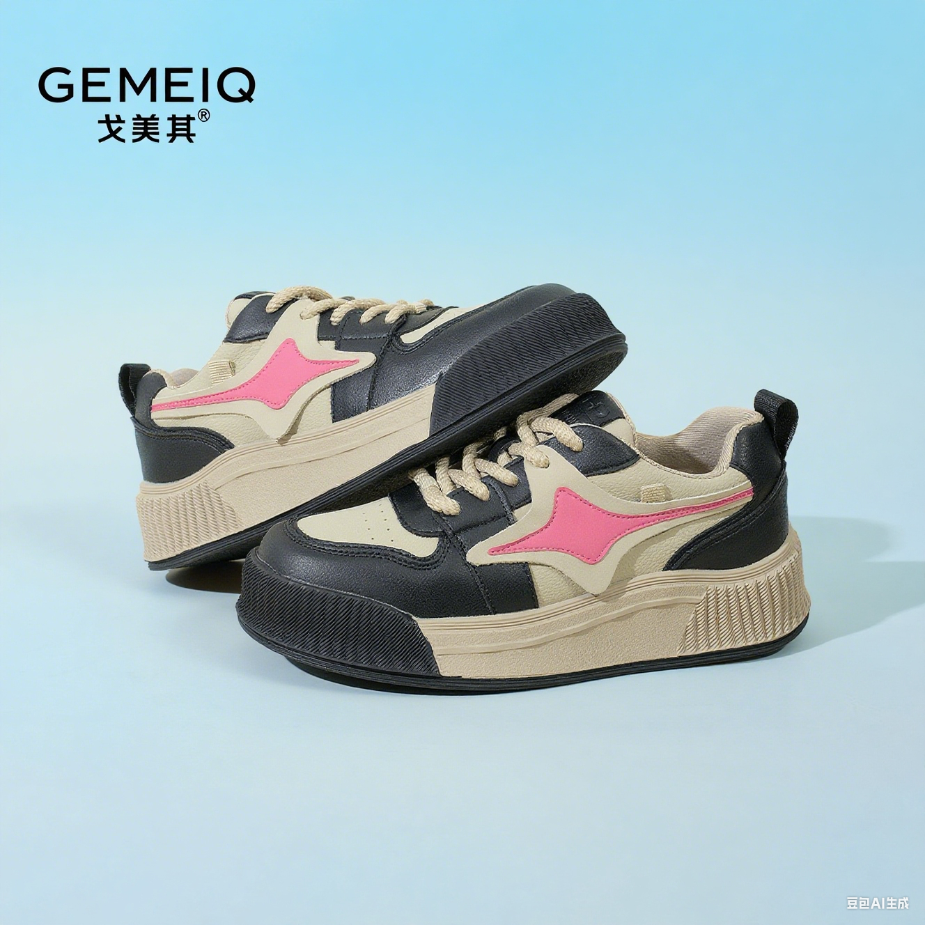 戈美其女鞋休闲板鞋秋季新款德训鞋百搭配裙子厚底女款运动鞋女士