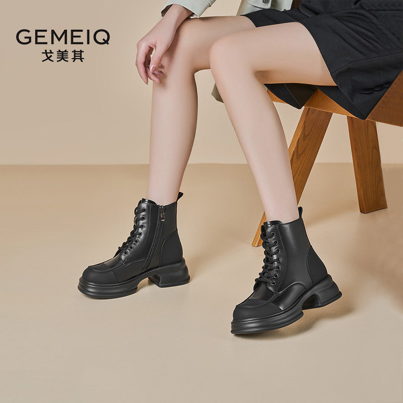 戈美其马丁靴女款新款冬季旅游穿搭配裙子秋季厚底百搭英伦风短靴