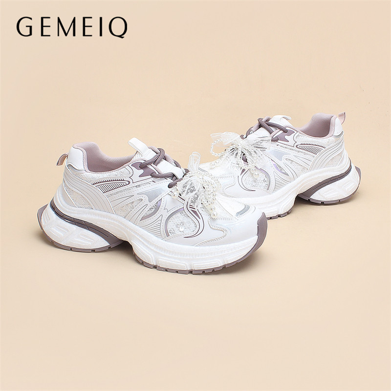 戈美其老爹鞋女2026新款百搭厚底增高显瘦透气小白鞋运动休闲鞋女