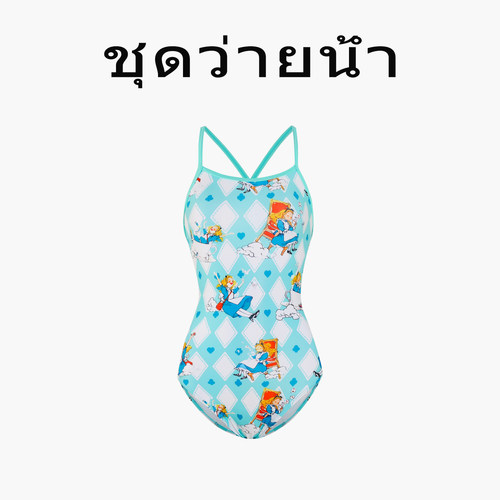 Naga swim爱丽丝游连体泳衣女单层无胸垫绝美竞速游泳馆专用泳装