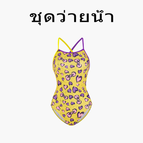 Naga swim泰式爱心连体泳衣女士竞技中低叉双层专业训练竞速泳装