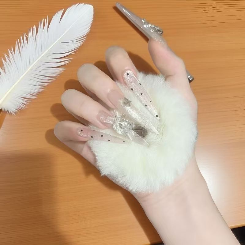爆闪殿下波点带钻手工穿戴仙女高级花环公主猫眼美甲手工绝美千金