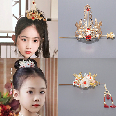 中国风丸子头束发发冠发饰