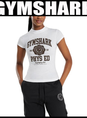 GYMSHARK Phys Ed 肌肉鲨鱼女士运动T恤撸铁健身修身高弹亲肤短袖
