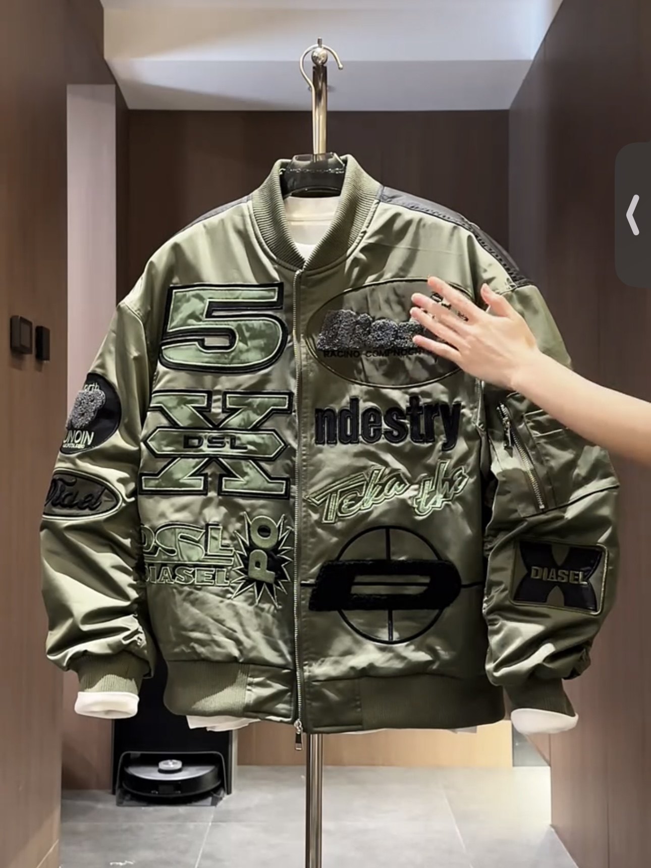 thumbnail for Winter American-Style Heavy-Duty Patch Embroidery Cotton-Padded Motorcycle Baseball Jacket for Men, Trendy Brand, Fashionable and Cool Cotton Coat, Warm Outerwear