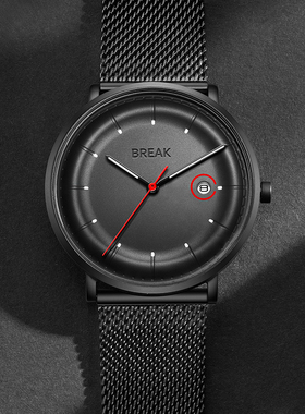 break手表男士简约潮流时尚商务休闲黑科技学生极简创意超薄表
