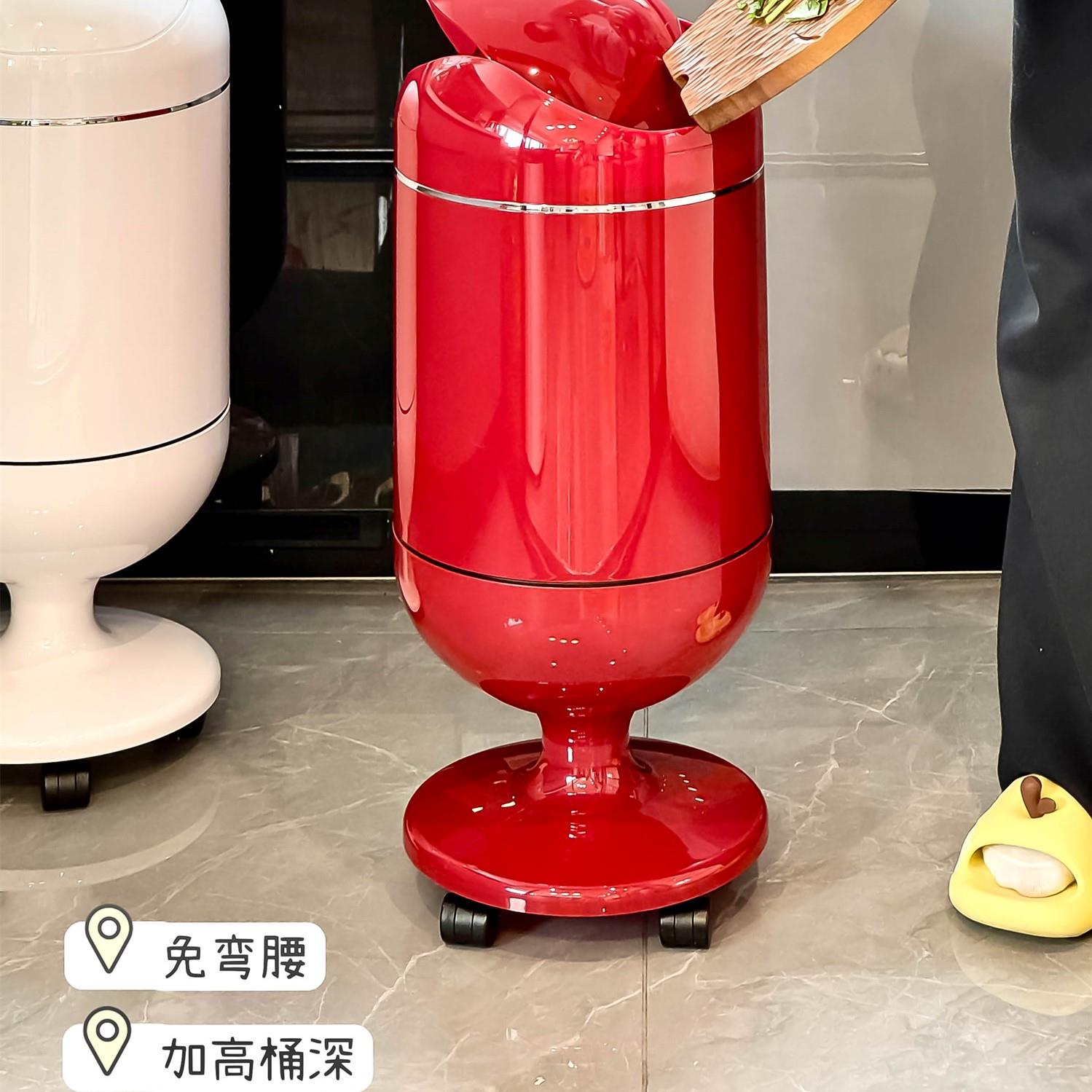 厨房垃圾桶家用2025新款大容量带盖子可移动厨余卫生桶高款免弯腰
