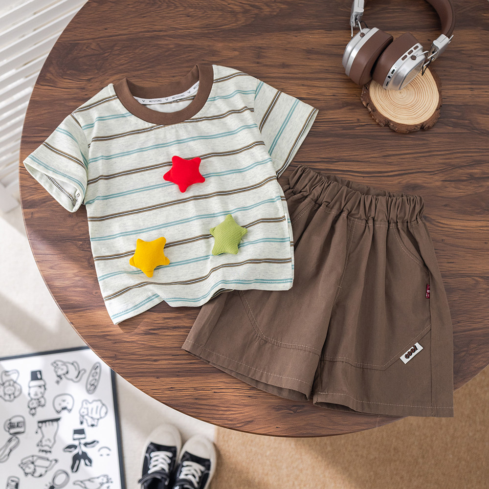 男童夏季套装2026新款洋气儿童短袖衣服宝宝夏装薄款两件套潮童装