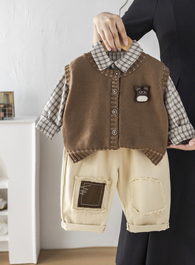 男童春秋套装2025新款帅气宝宝1-3岁5秋季毛衣婴儿童三件套小童潮