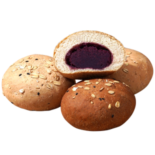 欧包全麦面包无糖精无油代餐饱腹食品早餐紫薯夹心带馅减低0脂肪