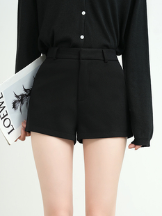 黑色西装辣妹短裤女秋冬2025新款高腰显瘦小个子a字休闲阔腿靴裤