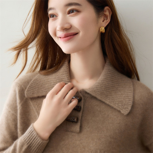 秋冬大翻领加厚山羊绒女毛衣