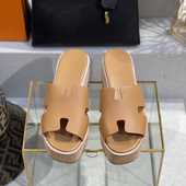 外穿百搭高跟拖鞋 女坡跟纯色防水台凉鞋 厚底罗马风格 2022新款 鞋 子