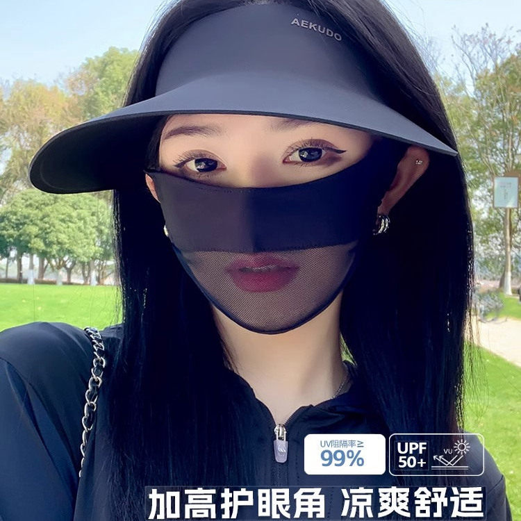 日本FC护眼角防晒口罩女夏季天防紫外线薄网纱高颜值2026新款面罩