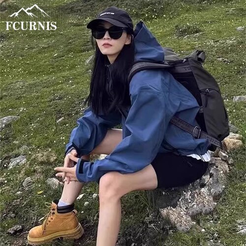 日本2025春季户外硬壳外套进藏连帽登山服徒步露营防风防水冲锋衣