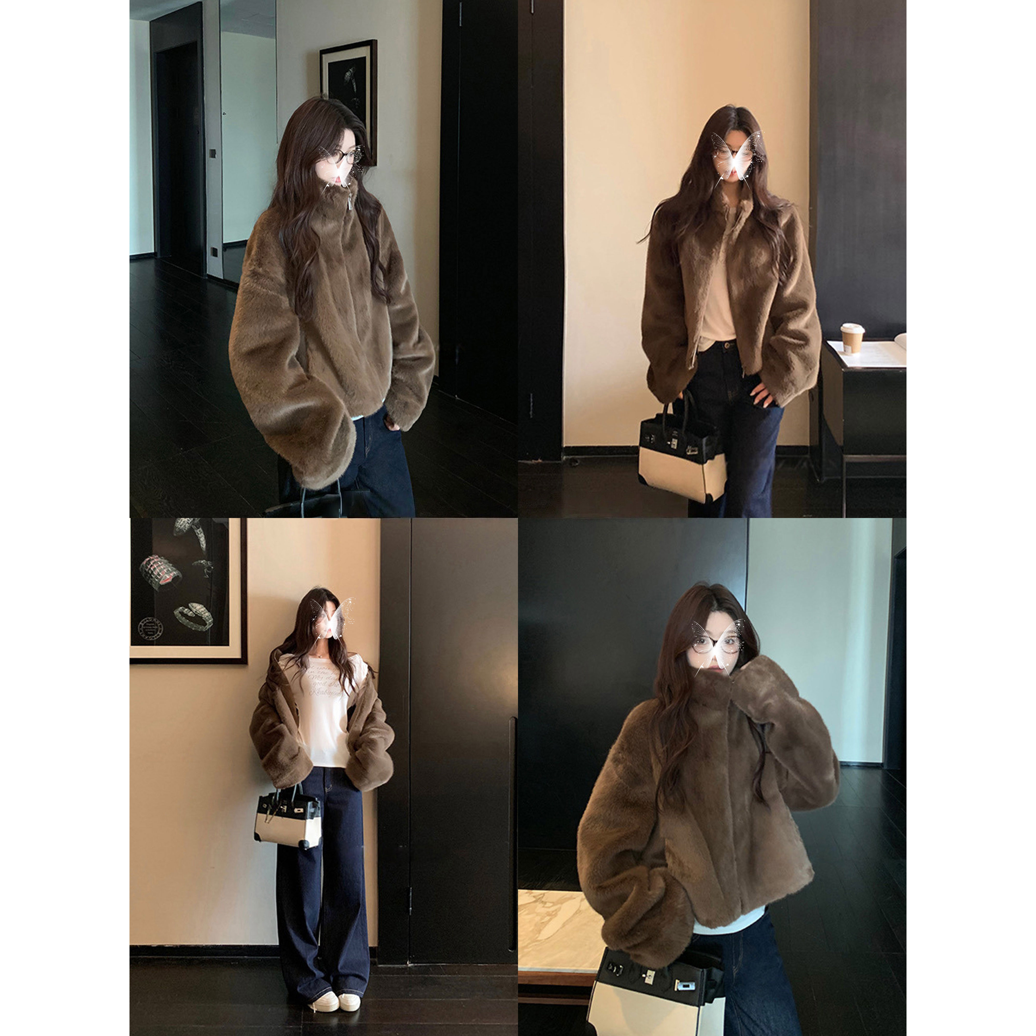 【蜜蜂欢乐社】爱米修 冬日焦糖 2025秋冬新款女装韩系短款外套