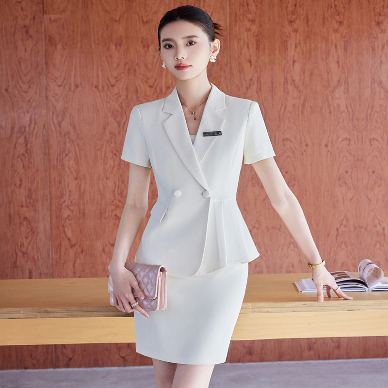 白色西装套装女2026新款夏季案场客服职业工装珠宝店美容院工作服