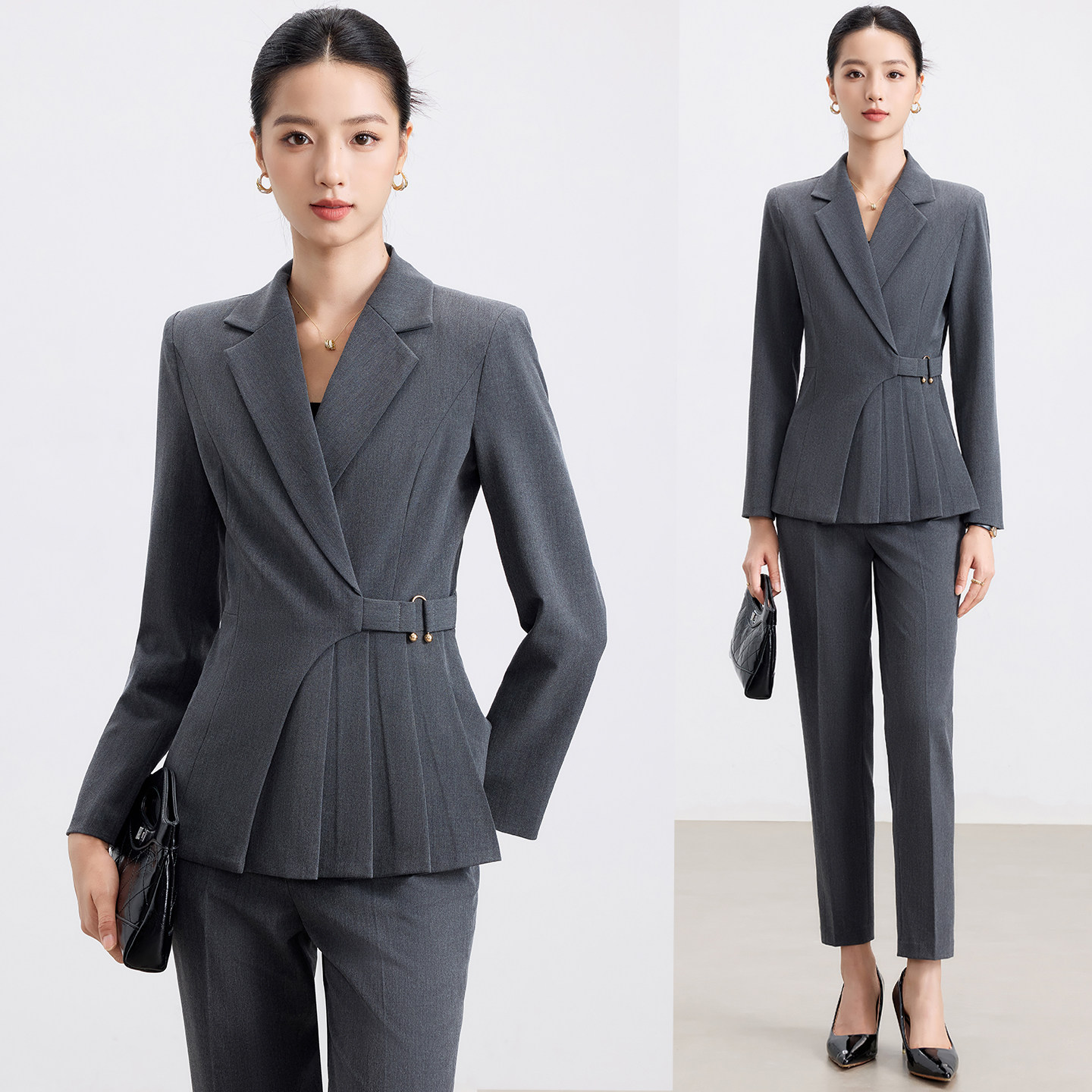 灰色西装套装女春秋职业气质酒店经理前台工装美容院珠宝店工作服,女装/女士精品,西装,淘宝优惠券,粉丝福利购,淘宝优惠卷