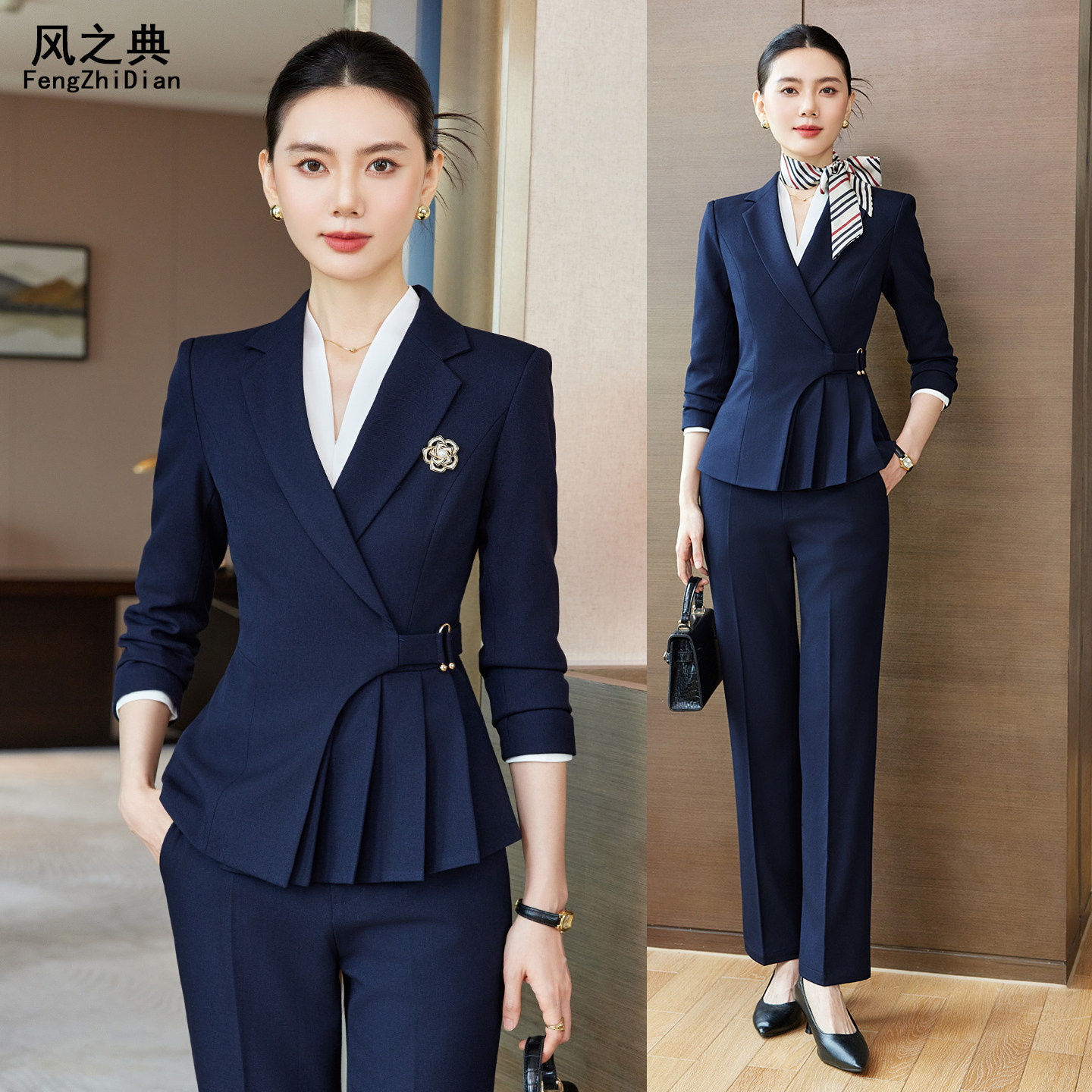 秋季西装套装女高级设计感收腰高端酒店前台珠宝店工作服职业气质