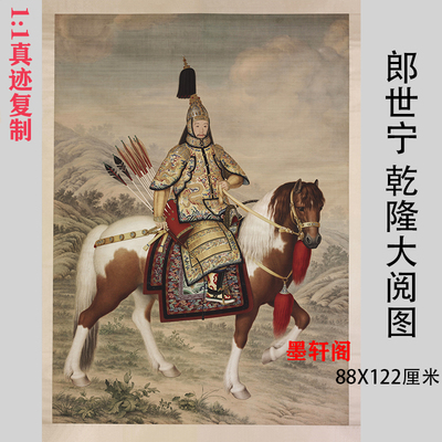 郎世宁乾隆大阅图名家仿古字画挂画人物画国画微喷复制装饰画临摹