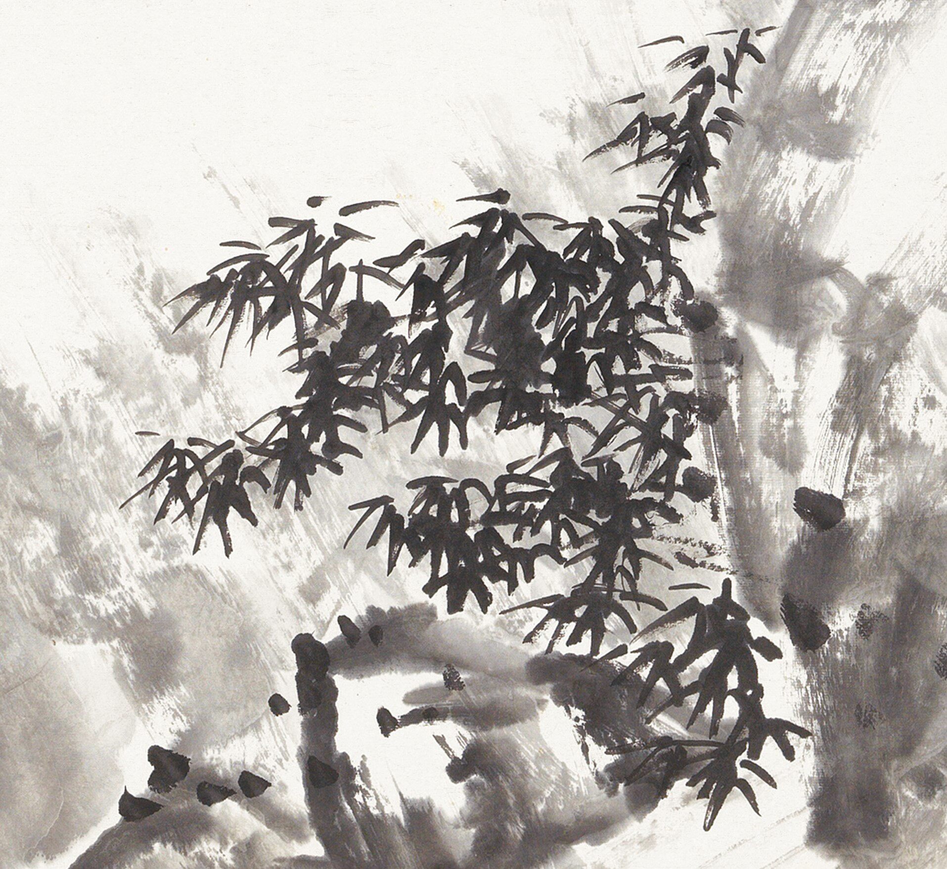 吴昌硕松溪对弈图名家横幅山水画人物下棋风景国画高清微喷装饰画