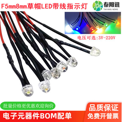 F5mm8mm草帽头LED带线指示灯TYX