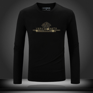 2025秋季网红潮男长袖t恤男士修身圆领男士打底衫加大码欧州站t