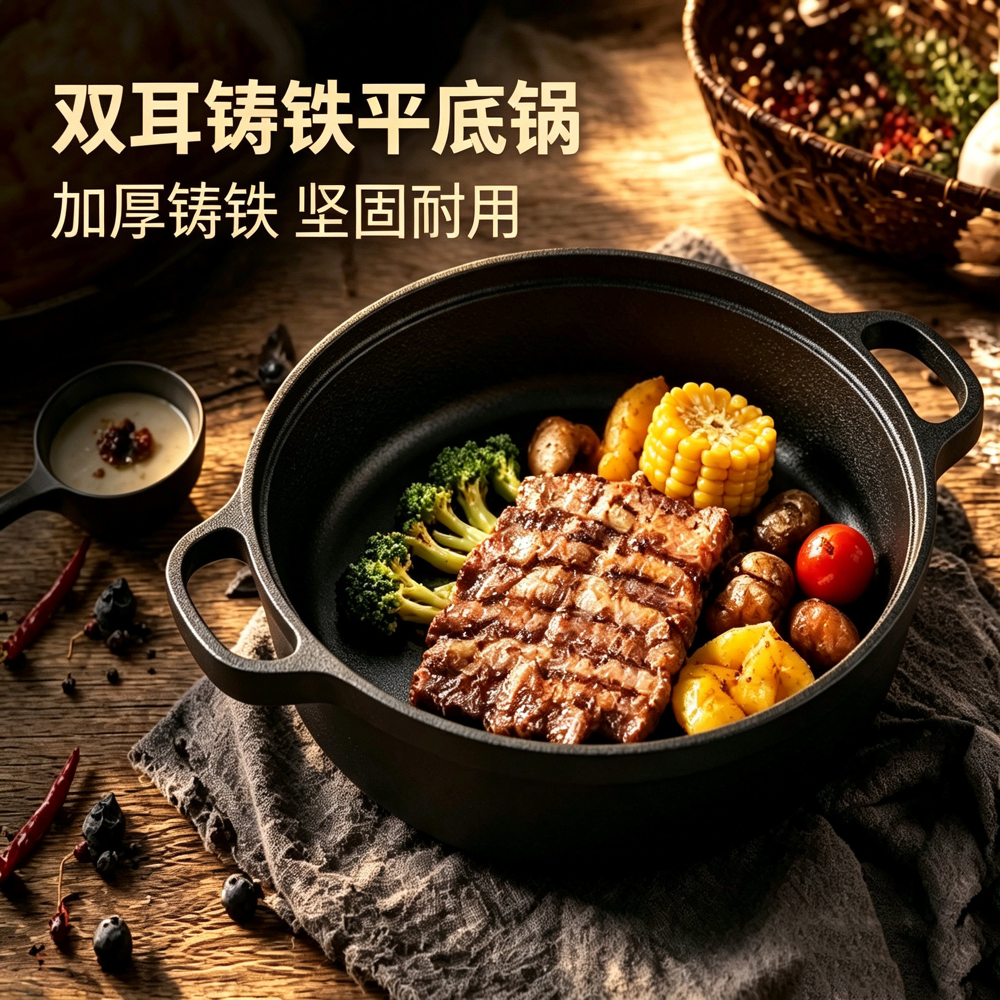 生铁电磁炉专用燃气灶老式不粘锅