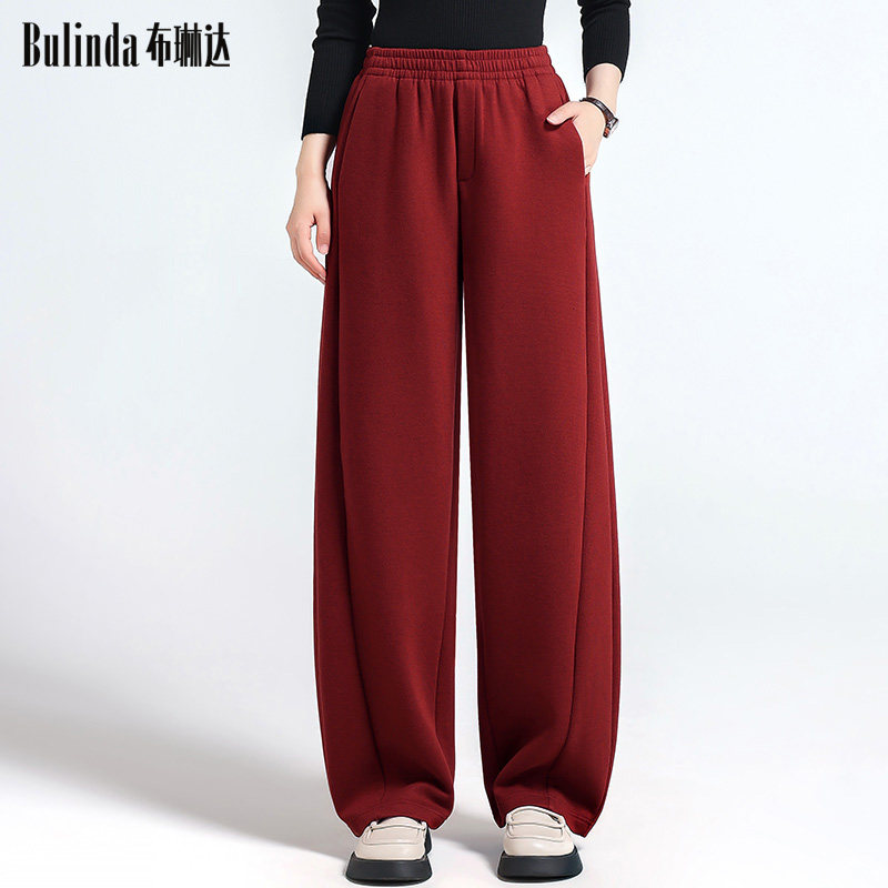 布琳达羊毛混纺阔腿香蕉裤女2025秋冬松紧腰弯刀裤宽松休闲镰刀裤,女装/女士精品,休闲裤,淘宝优惠券,粉丝福利购,淘宝优惠卷