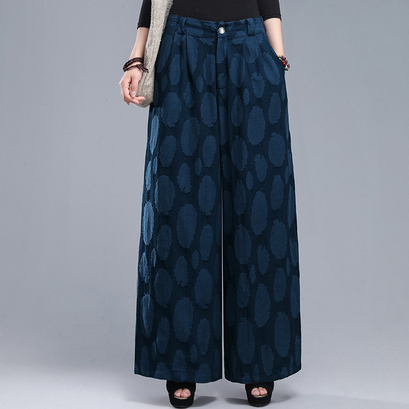 布琳达春秋新款棉麻阔腿裤女高腰波点提花宽松大码松紧腰休闲裤子,女装/女士精品,休闲裤,淘宝优惠券,粉丝福利购,淘宝优惠卷