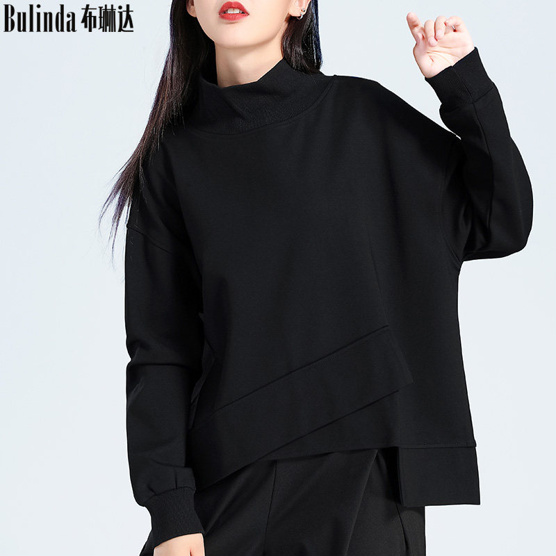 布琳達秋冬寬松大碼上衣女半高領套頭衛衣潮設計感不規則個性外套在類目 女裝/女士精品, 大碼女裝中 - 來自Buy2taobao.com提供專業的淘寶代購服務