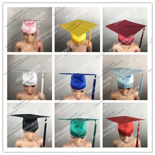 国外毕业帽幼儿园博士帽儿童演出帽学士帽毕业可调节帽子四角帽