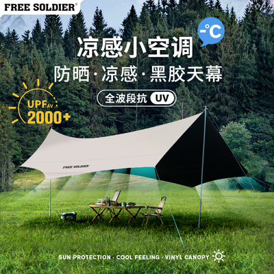 户外2025新款帐篷黑胶涂银天幕涂层露营加厚防晒便携式野餐遮阳棚