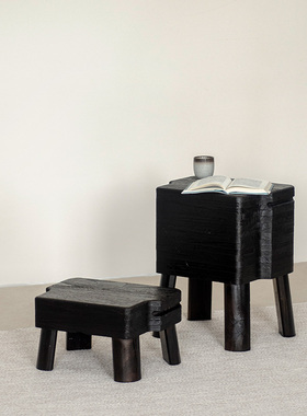 实木小凳子家用客厅门口换鞋矮凳儿童舒适结实榫卯凸面侘寂风板凳