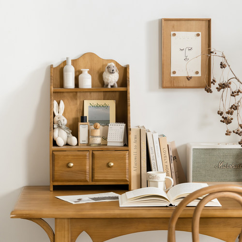 实木壁挂抽屉桌面收纳柜置物架