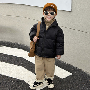 儿童轻薄羽绒服冬季2026新款男童女童冬装白鸭绒纯色保暖棉服外套