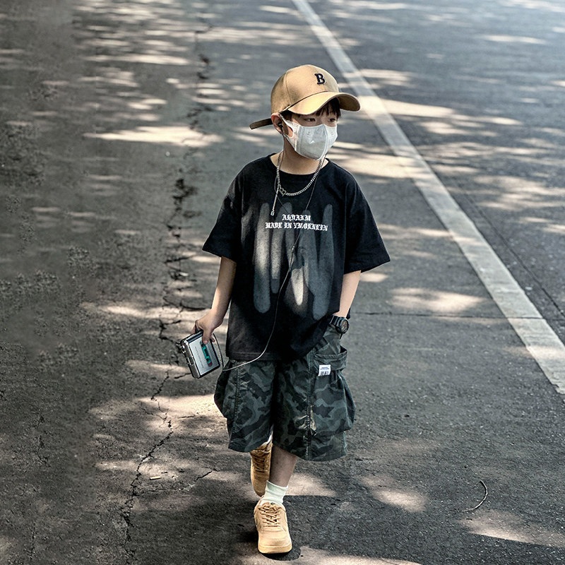 男童新款夏季迷彩两件套