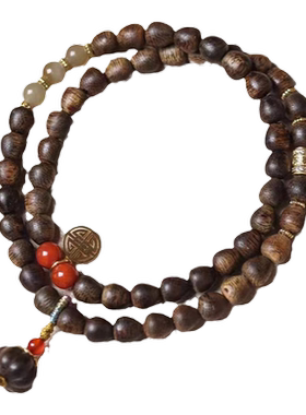 沉香手串越南芽庄小珠子手链5mm女双圈水滴国风香气两圈纤细夏季