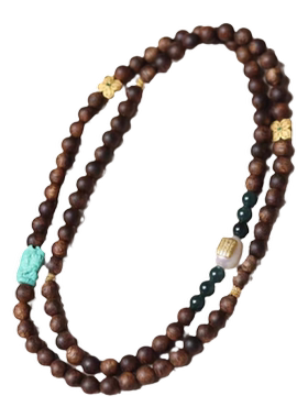 芽庄奇楠沉香手串女款木质文玩佛珠手链6mm三圈高端扎基拉母复古