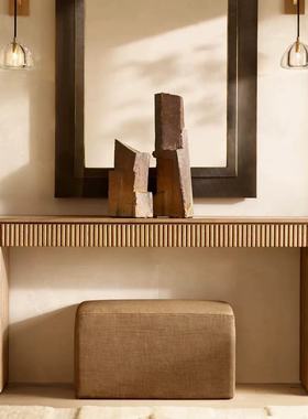 RH美式橡木实木玄关桌法式简约客厅储物桌门厅置物柜复古装饰柜