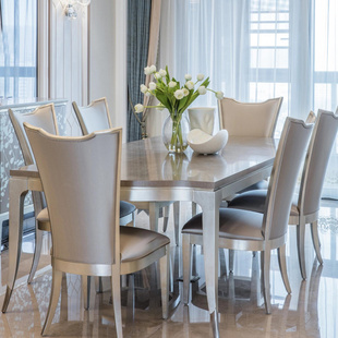 美克家具美式轻奢实木长方形餐桌实木美克cara美家餐桌椅古典法式