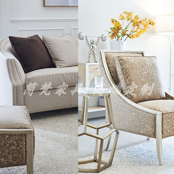 美式新款上市全实木布艺老虎椅别墅大户型高背椅单人沙发洽谈椅