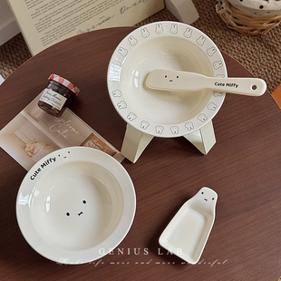 可爱小兔宠物碗陶瓷飞碟碗猫碗狗碗罐头勺湿粮猫咪食盆喝水增高架