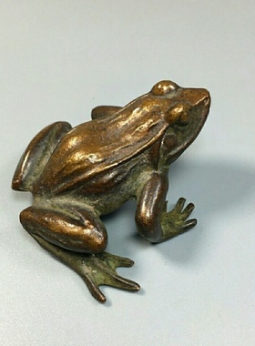 复古实心青蛙小摆件呱呱来财招财茶道茶台家居桌面摆放古玩收藏