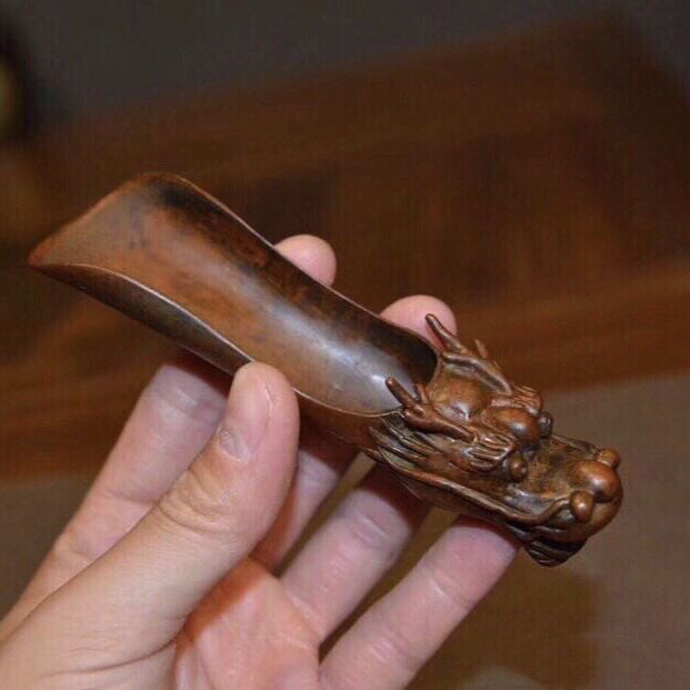 复古文玩手工茶叶铲十二生肖龙头茶勺手把件茶具茶道合金仿古摆件