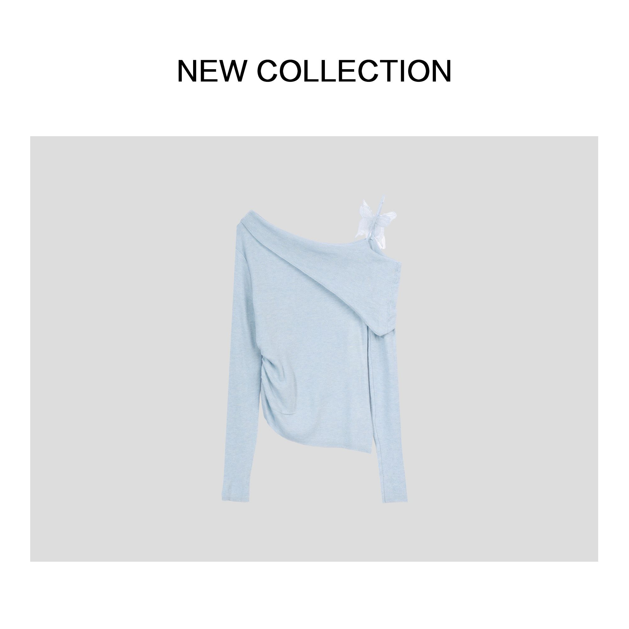 新款清新蓝修身毛衣X351067XB